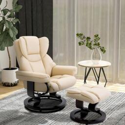 Rackhams PU Leather Manual Reclining Armchair Footstool - thumbnail 1