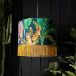 "Rackhams Magic Fruits Lampshade With Antique Gold Fringing - Table / Floor Lamp - 35cm Diameter x 25cm Height (14"" x 10"")" - thumbnail 1