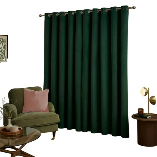 Rackhams Ultimate Velvet Blackout Curtains - Emerald - 229cm x 183cm - Emerald - 100% Polyester - image 1