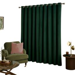 Rackhams Ultimate Velvet Blackout Curtains - Emerald - 229cm x 183cm - Emerald - 100% Polyester - thumbnail 1