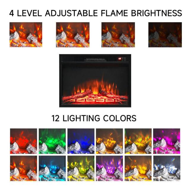 Rackhams 38cm W Freestanding Fireplaces Recessed Electric Fireplace TV Stand - White - Only Electric Fireplace Insert - image 1