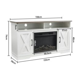 Rackhams 38cm W Freestanding Fireplaces Recessed Electric Fireplace TV Stand - White - Metal, Glass - thumbnail 3