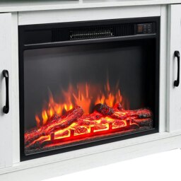 Rackhams 38cm W Freestanding Fireplaces Recessed Electric Fireplace TV Stand - White - Metal, Glass - thumbnail 1