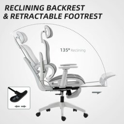 Rackhams Ergonomic Office Chair Swivel Computer Chair with 3D Armrest Grey - Grey, White - thumbnail 6