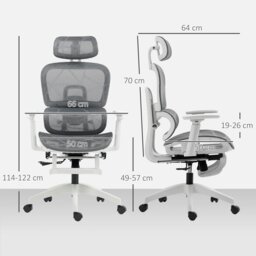 Rackhams Ergonomic Office Chair Swivel Computer Chair with 3D Armrest Grey - Grey, White - thumbnail 3
