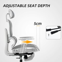 Rackhams Ergonomic Office Chair Swivel Computer Chair with 3D Armrest Grey - Grey, White - thumbnail 5