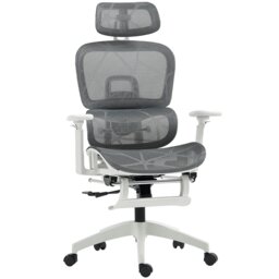 Rackhams Ergonomic Office Chair Swivel Computer Chair with 3D Armrest Grey - Grey, White - thumbnail 2