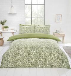 Rackhams Pebbles Geo Green Duvet Cover Set - King