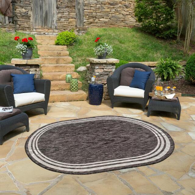 Rackhams Eagean-Vintage Grey Cream Black Charcoal In- & Outdoor Rug - 160 x 220 cm - image 1