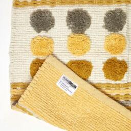 Rackhams Modern Cotton Rug Grey Yellow Chenille Striped Hand Tufted Circles - 66 x 200 cm - thumbnail 6