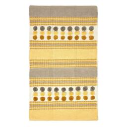 Rackhams Modern Cotton Rug Grey Yellow Chenille Striped Hand Tufted Circles - 66 x 200 cm - thumbnail 3