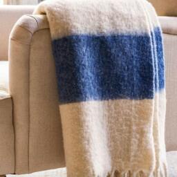 Rackhams 100% New Zealand Wool Wide Stripe Throw - H130 x W170 x D1cm, 1.1kg - thumbnail 2