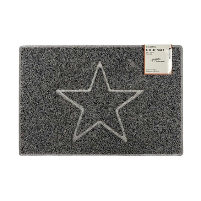 Rackhams Star Large Embossed Doormat in Grey - Grey - Vinyl - 1 - image 1
