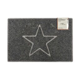 Rackhams Star Large Embossed Doormat in Grey - Grey - Vinyl - 1
