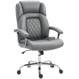 Rackhams Office Chair 180kg, High Back Desk Chair with Spring Cushion, Black - Grey - thumbnail 1
