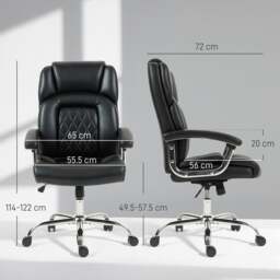 Rackhams Office Chair 180kg, High Back Desk Chair with Spring Cushion, Black - Grey - thumbnail 3