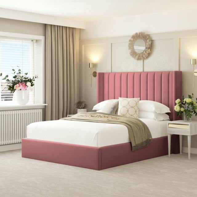 "Rackhams Madison Bed Frame with 54"" Headboard - Small Double - Pink" - image 1