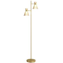 Rackhams Standing Lamp with Adjustable Dual Head, Modern Floor Lamp, Gold Tone - Bulb not included - Metal, glass - Floor lamp - thumbnail 2