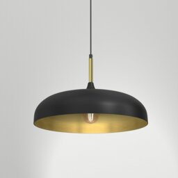 Rackhams Lincoln Black 45CM Pendant Lamp Stylish Hand Made Scandi Style Lamp With A Golden Finish To The Shade Interior 1XE27 - thumbnail 6