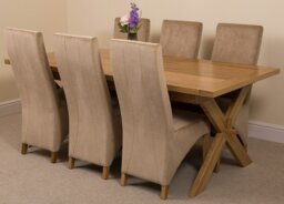 Rackhams Vermont Cross Leg Oak Extending Dining Table with Lola Fabric Chairs - 8 chairs - Black - thumbnail 4