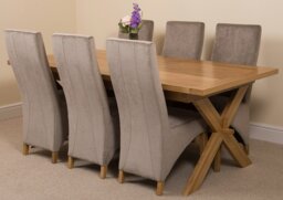 Rackhams Vermont Cross Leg Oak Extending Dining Table with Lola Fabric Chairs - 8 chairs - Black - thumbnail 6