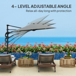 Rackhams 3(m) Garden Parasol w/ Lights, Crank Handle & Cross Base, Dark Grey - Dark Grey - 360 x 294 x 250 cm - thumbnail 5