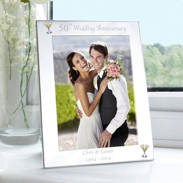 Rackhams Personalised Silver 5x7 50th Wedding Anniversary Photo Frame - image 1