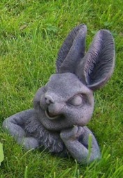 Rackhams Cute Half Bunny stone garden ornament - thumbnail 3