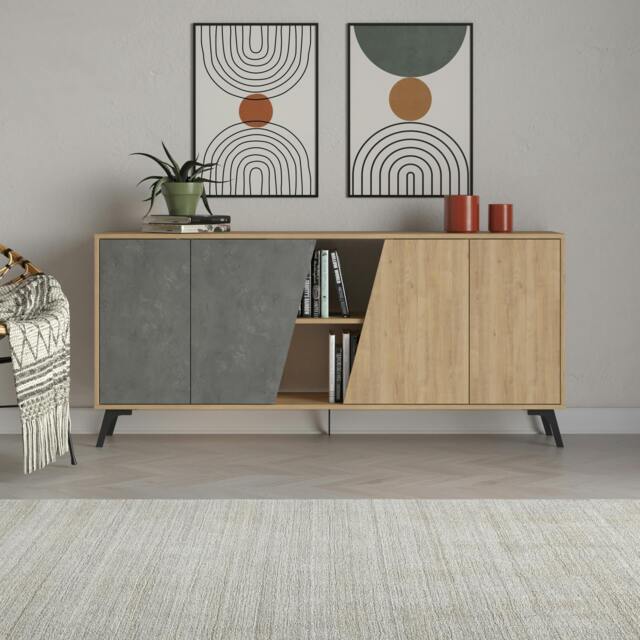 Rackhams Modern Fiona Console Sideboard Storage Cabinet 180(W)cm - Oak - image 1