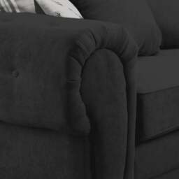 Rackhams Milan Chesterfield Fabric 3 Piece Sofa Suite - Full Back - Black - thumbnail 5