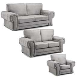 Rackhams Milan Chesterfield Fabric 3 Piece Sofa Suite - Full Back - Black - thumbnail 3