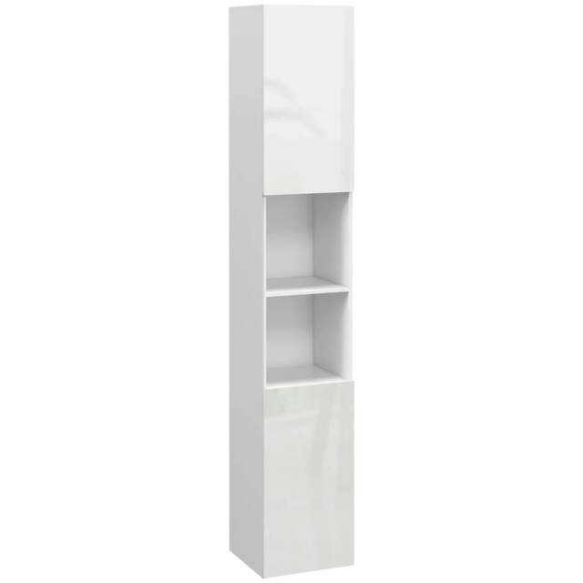 Rackhams Multi-Storage Slim Bathroom Cabinet - High Gloss White