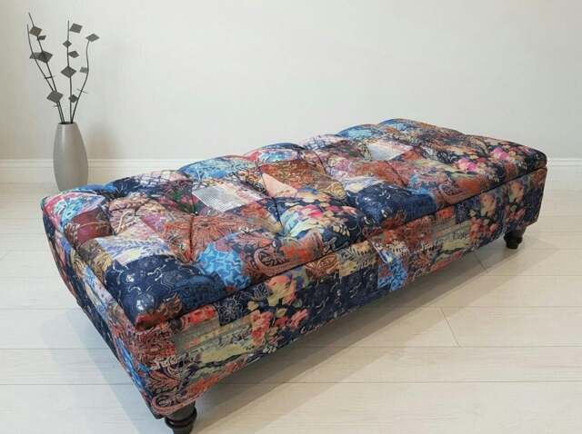 Rackhams Damask Multicolour Storage Ottoman Bench with Hidden Storage & Stylish Seating - 36 x 24 Inches (92 x 61cm) - image 1
