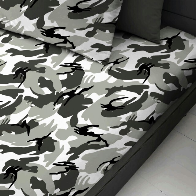 Rackhams Camouflage Cotton Blend Fitted Sheet - Grey - Double - image 1