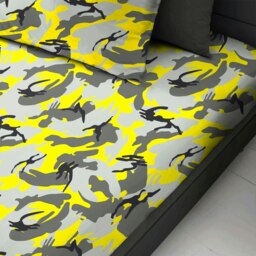 Rackhams Camouflage Cotton Blend Fitted Sheet - Grey - Double - thumbnail 2