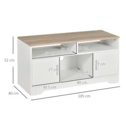 "Rackhams TV Stand Cabinet up to 50"", Modern TV Unit with Storage, Open Shelves and Cable Management for Living Room, Bedroom, White - White, Wood color" - thumbnail 3
