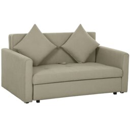 Rackhams 2 Seater Sofa Bed Convertible Bed Settee 2 Cushions Storage - Tan - Ice Velvet (100% Polyester) - 2 Seater