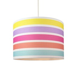 "Rackhams Modern and Cute Multi Coloured Rainbow Stripe Cotton Fabric Lamp Shade - 10""" - thumbnail 2