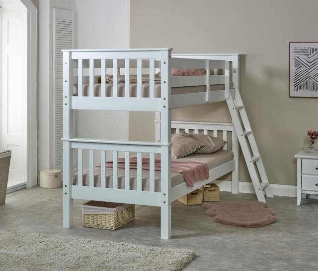 Rackhams Oxford Solid Pine Bunk Bed White, Single Over Single, Converts to 2 Single Beds - White - image 1