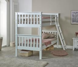Rackhams Oxford Solid Pine Bunk Bed White, Single Over Single, Converts to 2 Single Beds - White - thumbnail 1