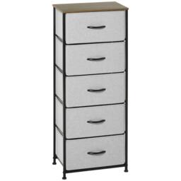 Rackhams Fabric Chest of Drawers, Industrial Bedroom Dresser with 5 Fabric Drawers, Steel Frame and Wooden Top for Nursery, Living Room, Hallway, Grey - thumbnail 1