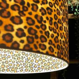 "Rackhams Leopard Print Silhouette Lampshade in Crisp White Cotton - Ceiling Pendant / Arc Lamp - 45cm Diameter x 25cm Height / (18"" x 10"")" - thumbnail 4