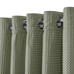 Rackhams Waffle Weave Total Blackout Jacquard Eyelet Header Curtains - 117cm x 137cm - Silver - thumbnail 5
