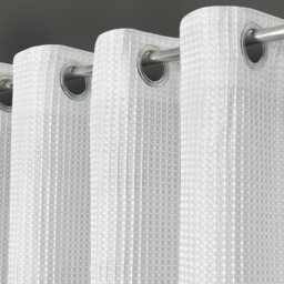 Rackhams Waffle Weave Total Blackout Jacquard Eyelet Header Curtains - 117cm x 137cm - Silver - thumbnail 2
