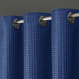 Rackhams Waffle Weave Total Blackout Jacquard Eyelet Header Curtains - 117cm x 137cm - Silver - thumbnail 3