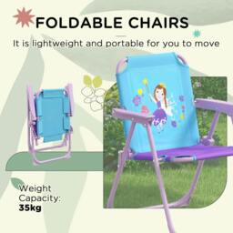 Rackhams Kids Picnic Table and Chair Set, Fairy Themed Outdoor Garden Furniture w/ Foldable Chairs, Adjustable Parasol - thumbnail 4