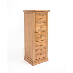 Rackhams Salerno 5 Drawer Narrow Chest of Drawers Brass Knob - Natural - thumbnail 2