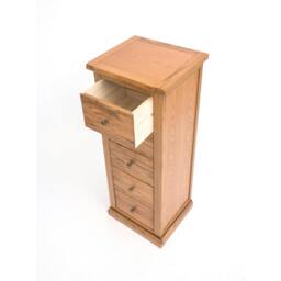 Rackhams Salerno 5 Drawer Narrow Chest of Drawers Brass Knob - Natural - thumbnail 4