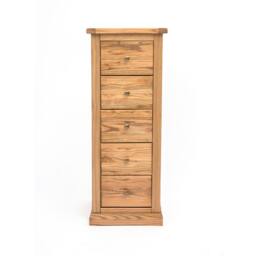Rackhams Salerno 5 Drawer Narrow Chest of Drawers Brass Knob - Natural - thumbnail 1