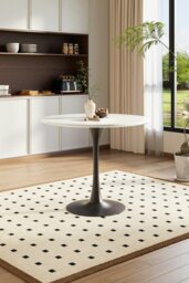 Rackhams Round Dining Table with Black Metal Base & MDF Top - White